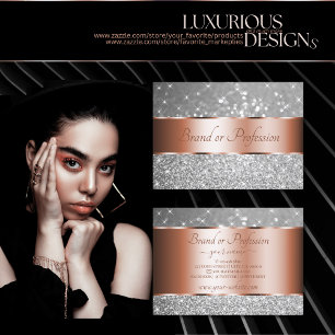 Luxuriöse Rose Gold Silber Glitzer Luminous Stars Visitenkarte