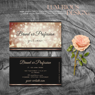 Luxuriöse Rose Gold Sparkle Glitzer Stars Schwarz Visitenkarte