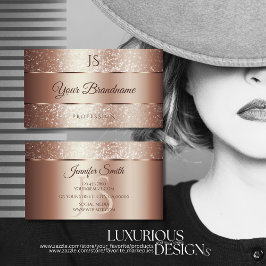 Luxuriöse Rose Gold Sparkle Glitzer und Initialen Visitenkarte