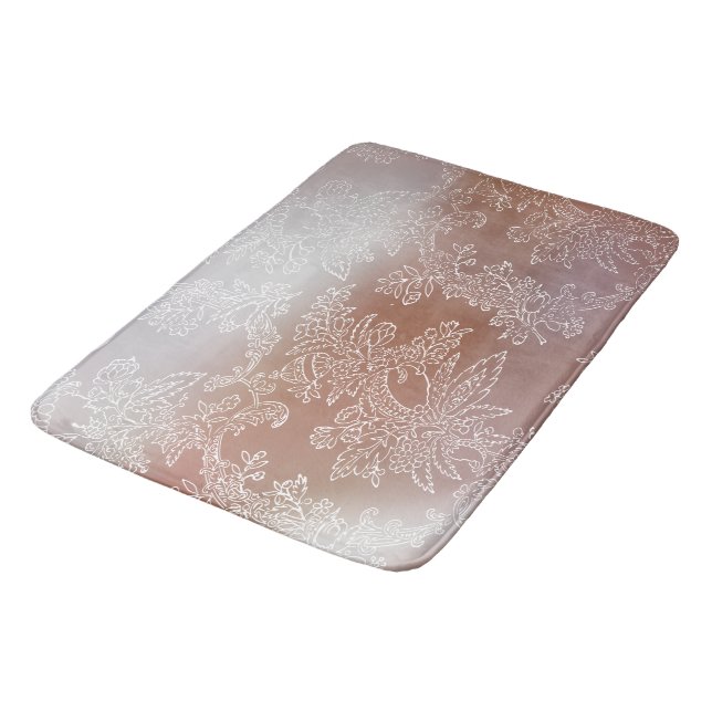 Luxuriöse Rose Gold und Spitzen Bath Mat Badematte (Schrägansicht)