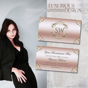 Luxuriöse Rose Gold Verziert und Monogram beeindru Visitenkarte