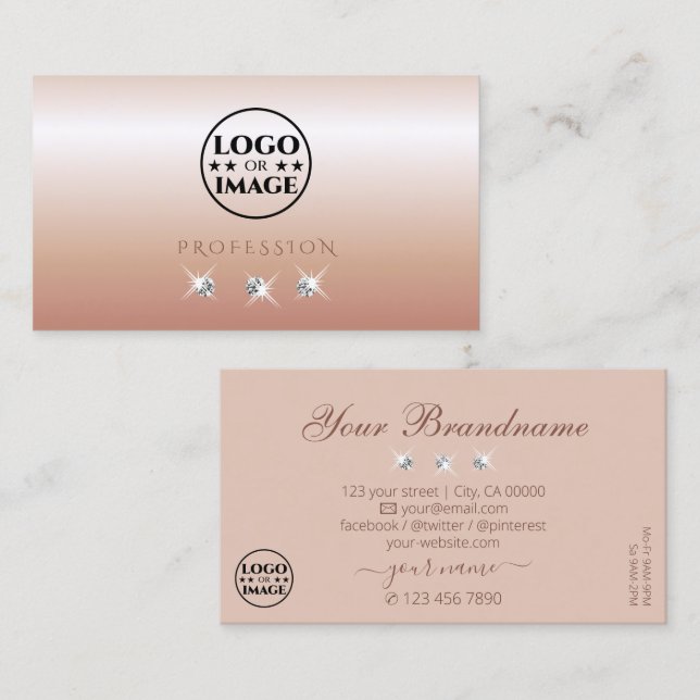 Luxuriöse Rose Korallencreme mit Logo Visitenkarte (Vorne/Hinten)