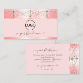 Luxuriöse Rose Rosa Verzierte, glänzende Juwelen m Visitenkarte