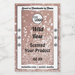 Luxuriöse Roségold Glitter Produkt Etikette Logo h Lebensmitteletikett