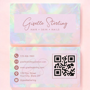 Luxuriöse Roségold-Opal-QR-Code-Visitenkarte für P Visitenkarte