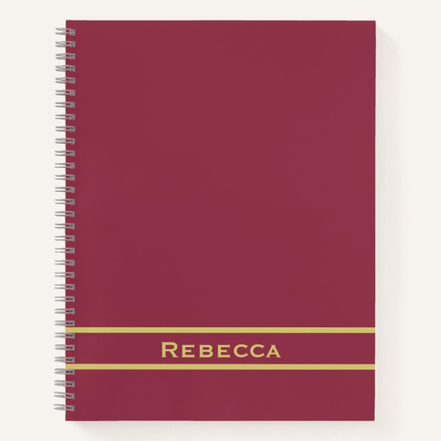 Luxuriöse Rot Solid Color Schlicht Monogram Notizbuch (Vorderseite)