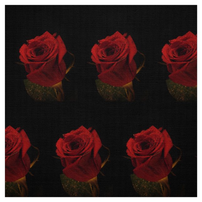 Luxuriöse Rote Rose Blumenstoffe - Romantische Ros Stoff (Muster)