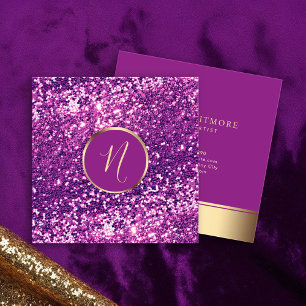 Luxuriöse Royal Gold & Pink Glitzer Elegante Quadratische Visitenkarte