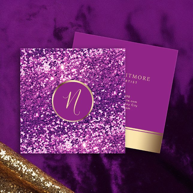 Luxuriöse Royal Gold & Pink Glitzer Elegante Quadratische Visitenkarte (Von Creator hochgeladen)