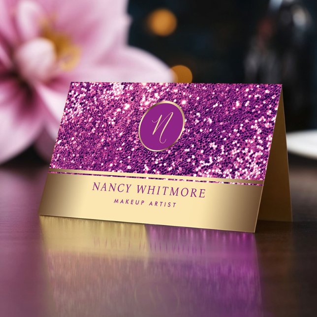 Luxuriöse Royal Gold & Pink Glitzer Elegante Visitenkarte (Von Creator hochgeladen)