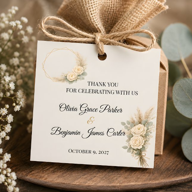Luxuriöse Rustikale Blumige Hochzeit Geschenkanhänger (Part of the luxury rustic wedding theme collection, favor tag)