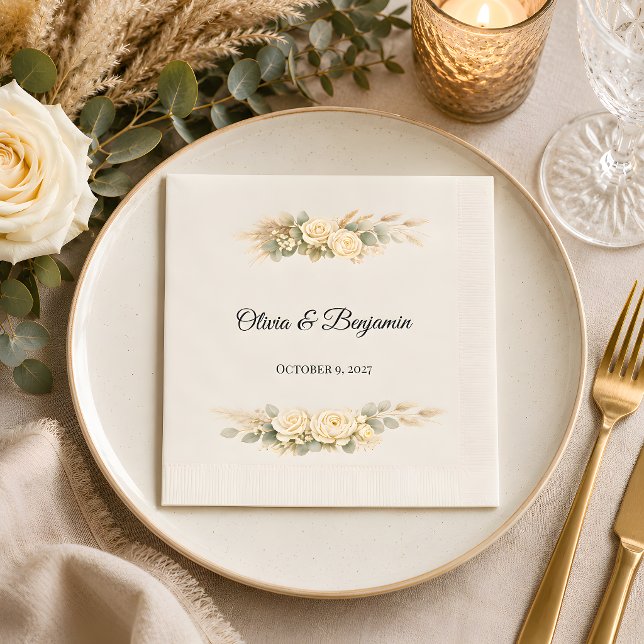Luxuriöse rustikale personalisierte Hochzeit  Serviette (Part of the lusury rustic wedding theme collection, napkin)