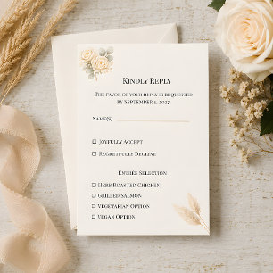 Luxuriöse rustikale Rose mit Pampasgras RSVP Karte