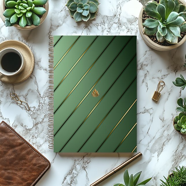 Luxuriöse Sage Green & Gold Notizbuch (Sleek Sage and Gold Business Notebook/Glossy Soft Cover or Matte Hard Cover )