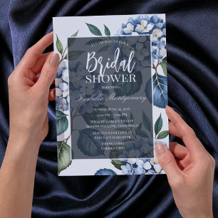 Luxuriöse sanfte blaue Hortensien-Braut-Shower Einladung