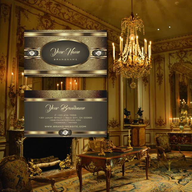 Luxuriöse schimmernde Diamanten mit Gold Effekten Visitenkarte (Von Creator hochgeladen)