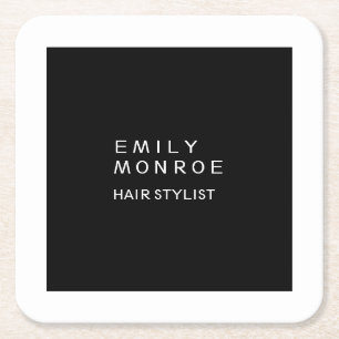 Luxuriöse Schlicht Schwarz & Weiß Moderne Minimali Rechteckiger Pappuntersetzer