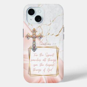 Luxuriöse Schrift Rosa Satin Goldmarmor Kreuz Case-Mate iPhone Hülle
