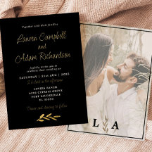 Luxuriöse Schwarz-Gold-Foil-Hochzeit Einladung