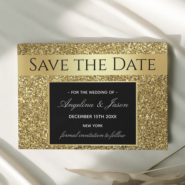 Luxuriöse Schwarz-Gold-Hochzeit Save The Date (Von Creator hochgeladen)