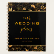 Luxuriöse Schwarz-Golden Floral Muster Hochzeit