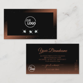 Luxuriöse schwarz-rotfarbene glänzende Diamanten m Visitenkarte