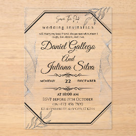 Luxuriöse Schwarz & Silver Frame Einladung Vorlage