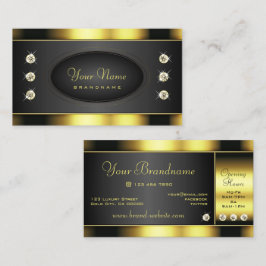 Luxuriöse Schwarz und Gold Leuchtende Imitate Rhin Visitenkarte