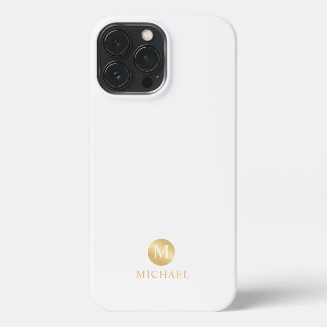 Luxuriöse Schwarz und Gold Personalisiert Monogram iPhone Hülle (Rückseite)