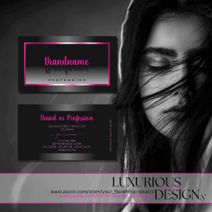 Luxuriöse Schwarz-Weiß-Farbton Rosa Glamour Rahm Visitenkarte