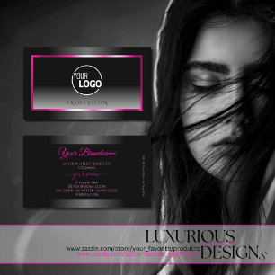 Luxuriöse Schwarz-Weiß-Farbton-Rosa-Rahmen-Logo Visitenkarte