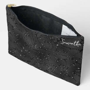 Luxuriöse Schwarz-Weiß-Glitzern-Muster Zubehörtasche