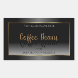 Luxuriöse Schwarz-Weiß-Produktetiketten Gold Frame Rechteckiger Aufkleber