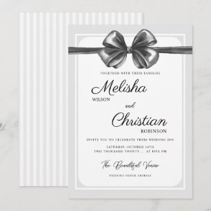 Luxuriöse schwarze Bogen-Hochzeitseinladung. Einladung