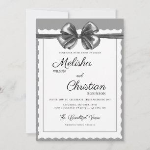 Luxuriöse schwarze Bogen-Hochzeitseinladung. Einladung