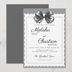 Luxuriöse schwarze Bogen-Hochzeitseinladung. Einladung