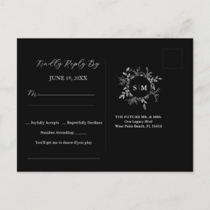 Luxuriöse Schwarze Elegante Hochzeit UAWG Postkart Postkarte