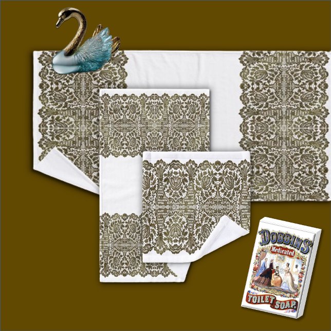 LUXURIÖSE SCHWARZE GOLD-Spitze auf weißem Bath-Han Badhandtuch Set (Von Creator hochgeladen)