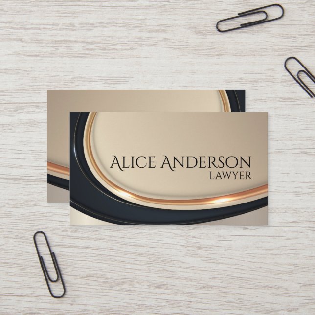 Luxuriöse schwarze goldene elegante Anwaltskarte B Visitenkarte (Vorderseite/Rückseite Beispiel)