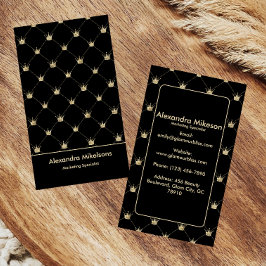Luxuriöse schwarze Goldkronenmuster-Eleganz Visitenkarte