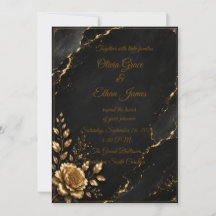 Luxuriöse schwarze Marmor- und Gold-Hochzeitseinla
