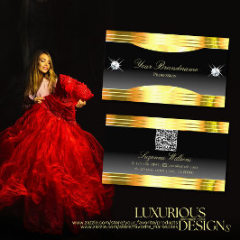 Luxuriöse Schwarze Ombre Goldgrenzen mit QR Code Visitenkarte