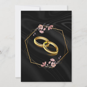 Luxuriöse schwarze und goldene Blumenhochzeits-Ein Einladung