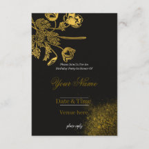 Luxuriöse schwarze und goldene Geburtstagseinladun