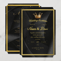 Luxuriöse schwarze und goldene Kronen-Hochzeitsein