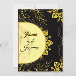 Luxuriöse schwarze und goldene Mandala-Hochzeitsei Einladung