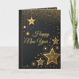 Luxuriöse schwarze und goldene Neujahrs-Grußkarte Karte