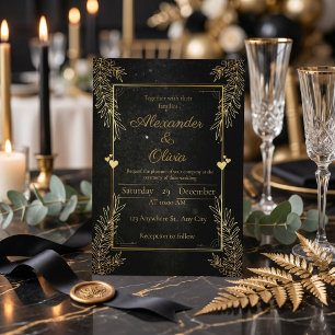 Luxuriöse schwarze und goldene personalisierte Ein Einladung