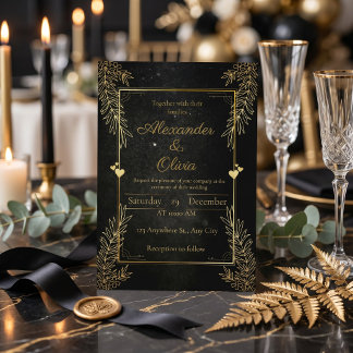 Luxuriöse schwarze und goldene personalisierte Ein Einladung