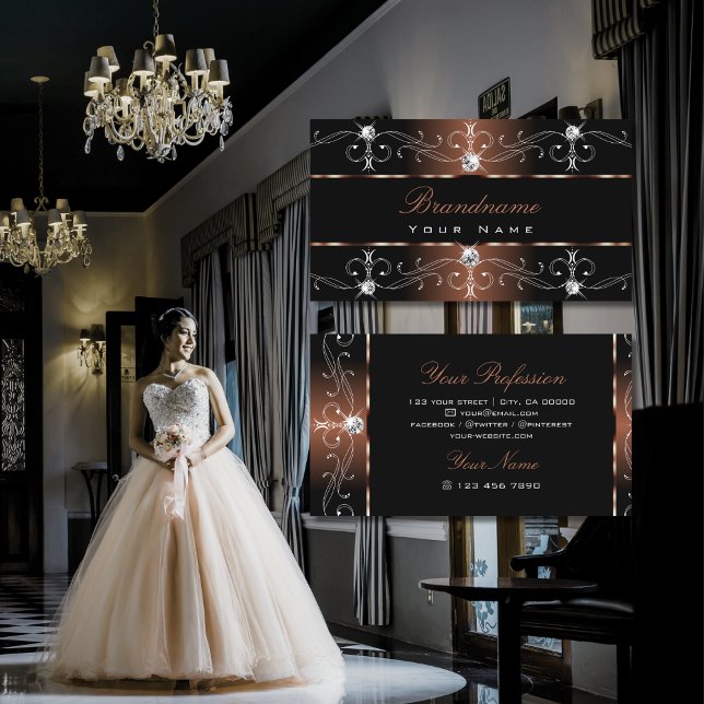 Luxuriöse Schwarzweiß Verziert Borders Juwelen Orn Visitenkarte (Von Creator hochgeladen)